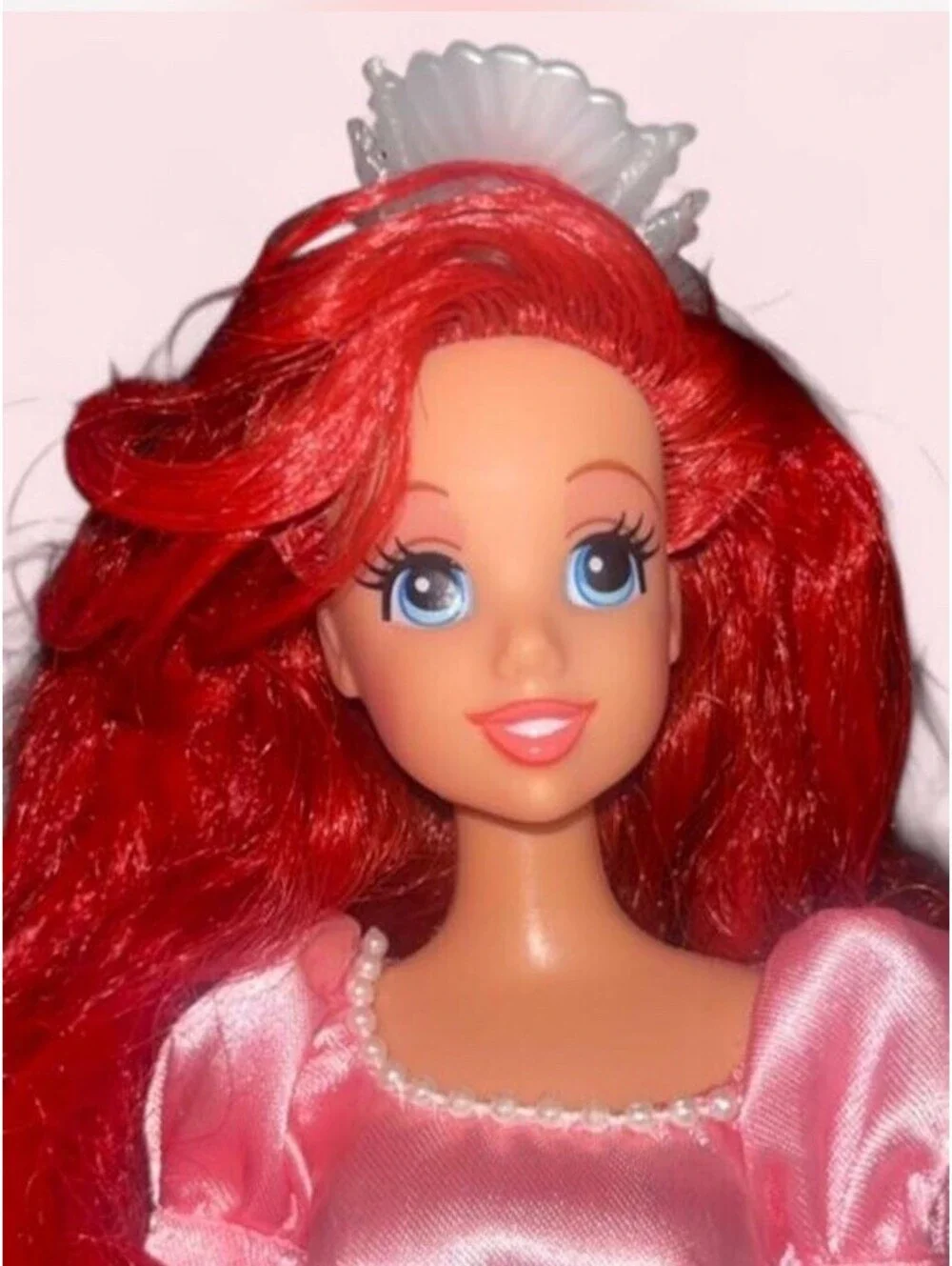 Disney the Little Mermaid Ariel Doll on Land In Pink Sparkle Dress